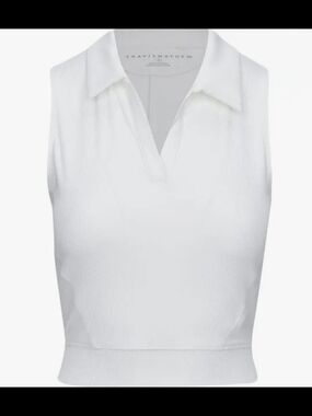 Women's Moveknit V White Ribbed Sleeveless Polo Tank